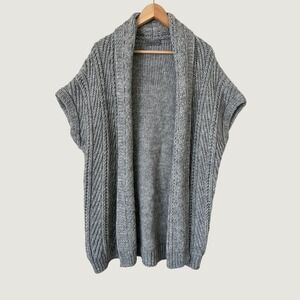 Elsamanda Italy Gray Alpaca Wool Blend Chunky Knit Cardigan Vest Minimalist  M